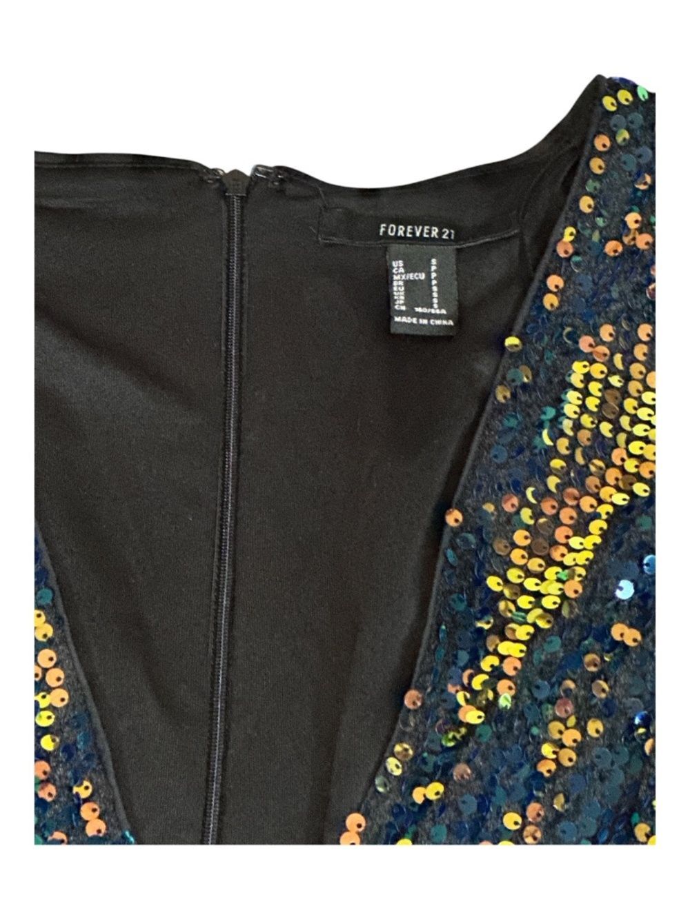 Sequin Romper Small Multicolor Deep V Long Sleeve Party - Picture 4 of 11
